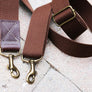 1.50 in wide adjustable cotton webbing shoulder strap - antique brass hardware