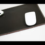 Leather mouse pad - wool herringbone combination