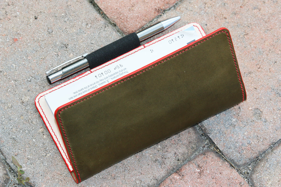 Wickett and Craig Olive checkbook wallet - 010125