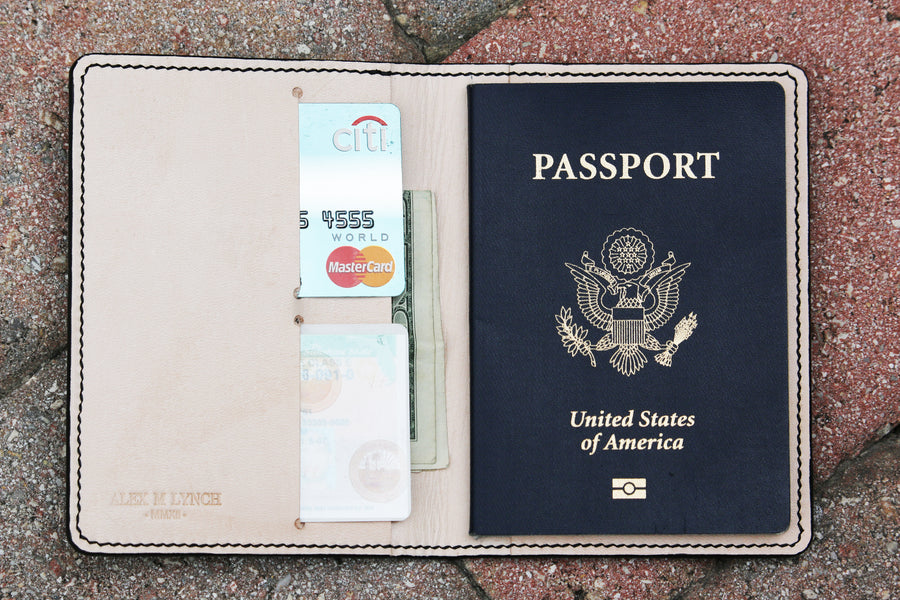 Leather Passport holder - distressed leather - 010126