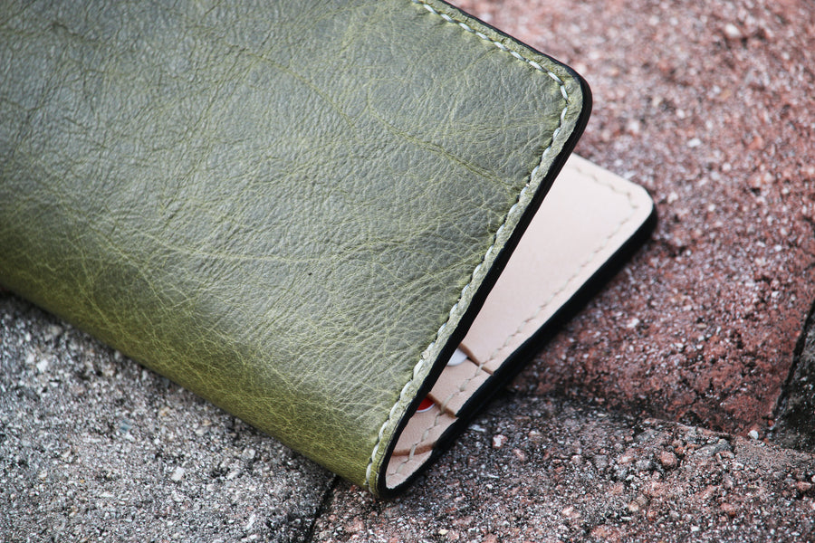 Distressed leather long wallet - 010128