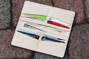 Distressed leather long wallet - 010128