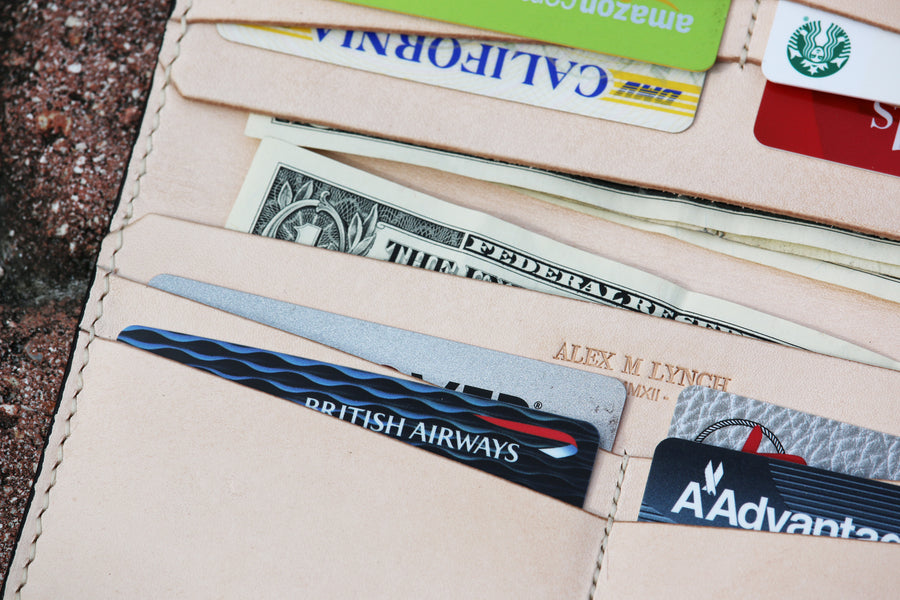 Distressed leather long wallet - 010128