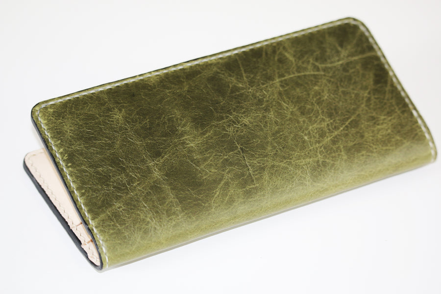 Distressed leather long wallet - 010128