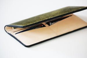 Distressed leather long wallet - 010128