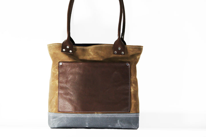Waxed canvas tote - heavy weight waterproof canvas bag and genuine leather " OLD COUNTRY BAG "