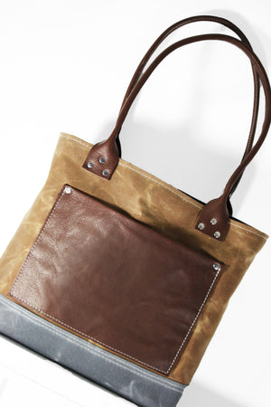 Waxed canvas tote - heavy weight waterproof canvas bag and genuine leather " OLD COUNTRY BAG "