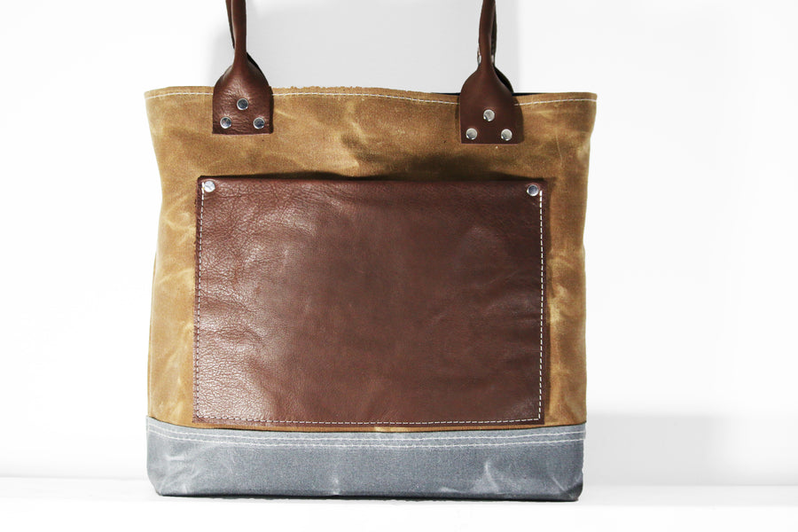 Waxed canvas tote - heavy weight waterproof canvas bag and genuine leather " OLD COUNTRY BAG "