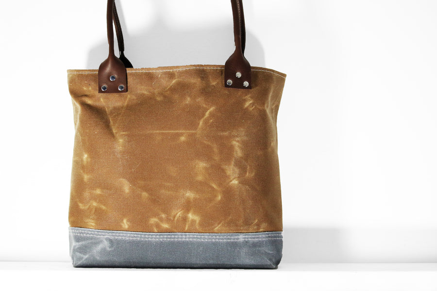 Waxed canvas tote - heavy weight waterproof canvas bag and genuine leather " OLD COUNTRY BAG "