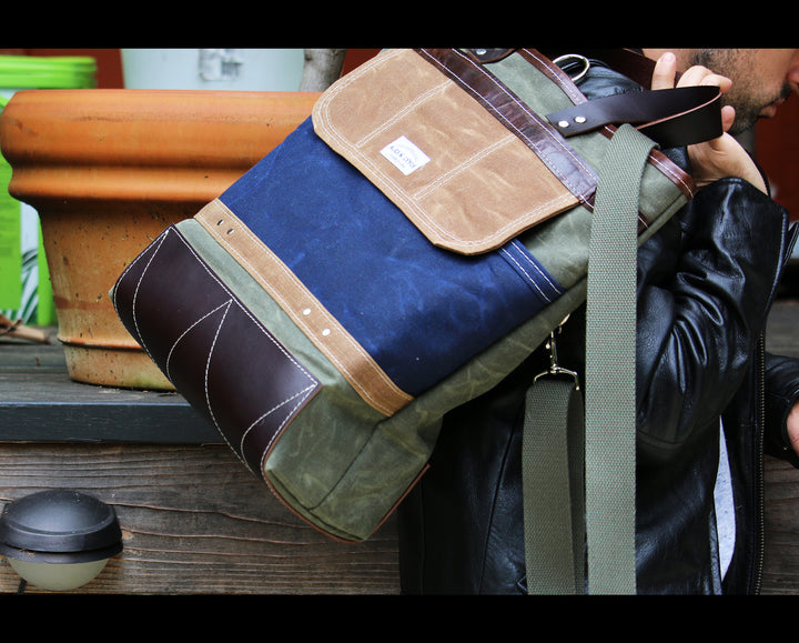 WAXED CANVAS FOLD OVER TOTE #010053