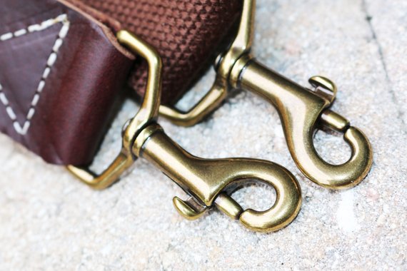 1.50 in wide adjustable cotton webbing shoulder strap - antique brass hardware