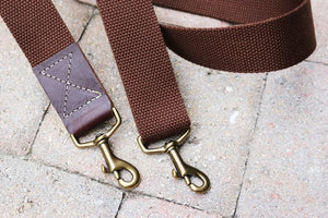 1.50 in wide adjustable cotton webbing shoulder strap - antique brass hardware