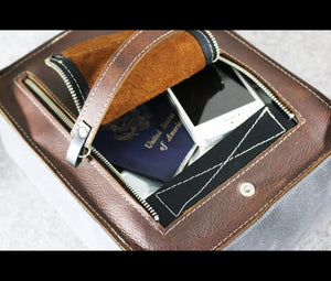 Zippered Oiled Leather Toiletry bag - cosmetic bag - travel bag by AlexMLynch - made in USA