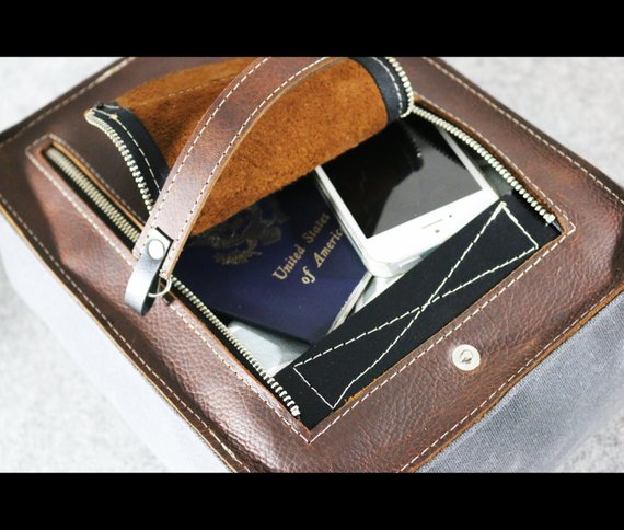 Zippered Oiled Leather Toiletry bag - cosmetic bag - travel bag by AlexMLynch - made in USA