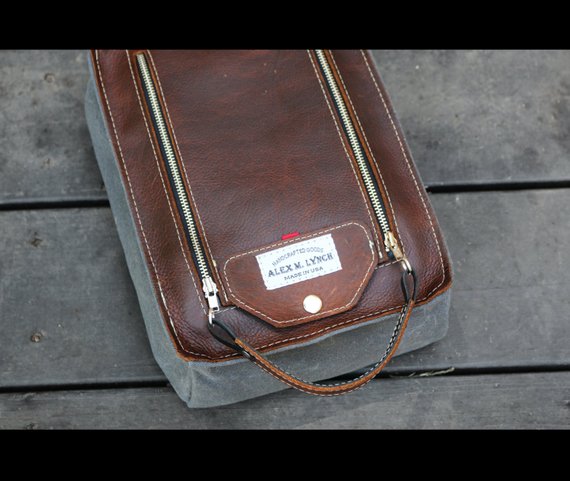 Zippered Oiled Leather Toiletry bag - cosmetic bag - travel bag by AlexMLynch - made in USA