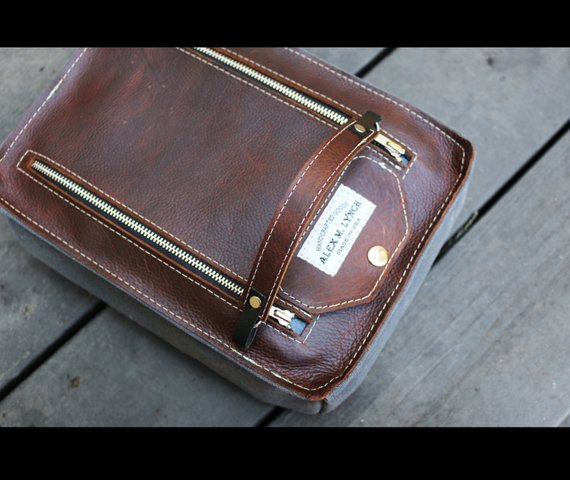 Zippered Oiled Leather Toiletry bag - cosmetic bag - travel bag by AlexMLynch - made in USA