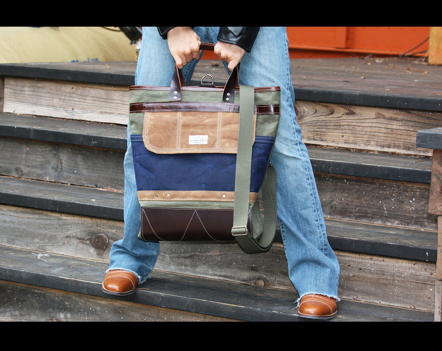 WAXED CANVAS FOLD OVER TOTE #010053