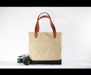 waxed heavy canvas tote bag - made in USA - UTILITY TOTE
